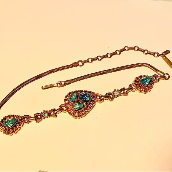 Vintage 1950s Barclay Blue Rhinestone Bracelet - Picture 1 of 6